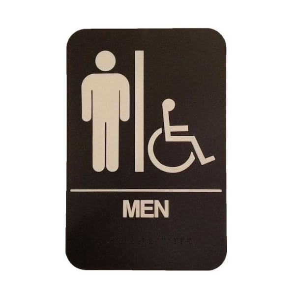 Don-Jo Men's / Handicap ADA Brown Bathroom Sign HS906001 - main